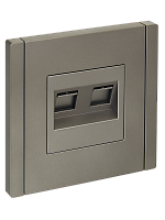 IEK FORTE&PIANO Розетка компьютерная двойная RJ45 кат.5E FP533 сталь  (FP-K20-1-K46)