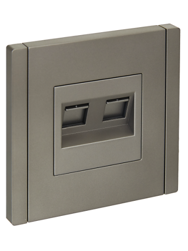 IEK FORTE&PIANO Розетка компьютерная двойная RJ45 кат.5E FP533 сталь  (FP-K20-1-K46)