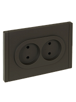 IEK FORTE&PIANO Розетка 2-местная без заземления с защитными шторками безвинтовое крепление 10А FP325 серый  (FP-R23-10-1-K03)