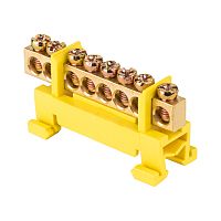 EKF Шина 0 PE 6х9мм 8 отверстий латунь желтый изолятор тип Стойка на DIN-рейку PROxima (sn0-63-8-sy)