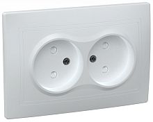 IEK КВАРТА Розетка двойная без заземления сошторками 10А белый (ERK20-K01-10-DM)