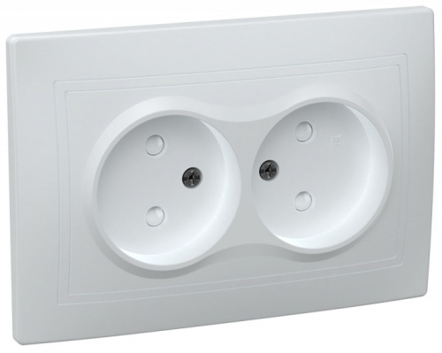 IEK КВАРТА Розетка двойная без заземления сошторками 10А белый (ERK20-K01-10-DM)