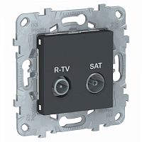 SCHNEIDER ELECTRIC Розетка UNICA NEW R-TV/SAT проходная антрацит (NU545654)