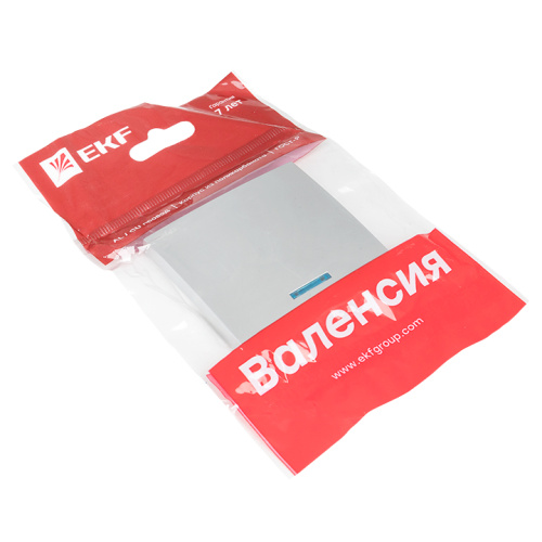 EKF Валенсия лицевая панель выключателя 1-кл. с индикатором 10А сталь  PROxima (ESV10-L-121-30) фото 3