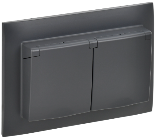 IEK SKANDY Розетка 2-местная и крышкой 16А в сборе IP44 SK-R12T титан  (SK-R26-16-44-K48-F)