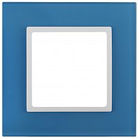ЭРА Рамка на 1 пост, стекло,  Elegance, голубой+бел, 14-5101-28 (Б0034482)