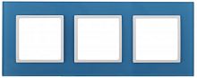 ЭРА Рамка на 3 поста, стекло,  Elegance, голубой+бел, 14-5103-28 (Б0034518)