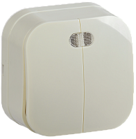 IEK GLORY Выключатель двухклавишный наружный кремовый с индикацией (EVH21-K33-10)