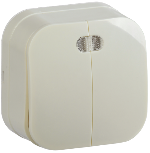 IEK GLORY Выключатель двухклавишный наружный кремовый с индикацией (EVH21-K33-10)