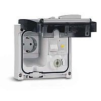 DKC Розетка для скрытого монтажа АВДТ  (16А 10мА 35 кА) защита IP66 с вставленной вилкой (DIS4093407)