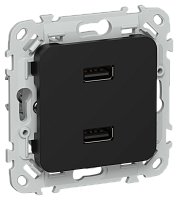 FLITE Розетка USB A+A 3,1А РЮ-2- черный (FI-U21-D31-K02)