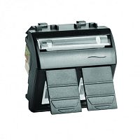 DKC Роз.телеф. двойная RJ12 Brava черная 2 модуль (77122N)