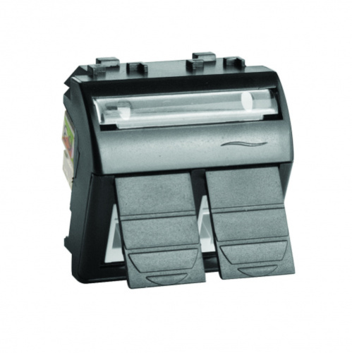 DKC Роз.телеф. двойная RJ12 Brava черная 2 модуль (77122N)