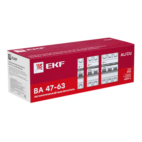 EKF Выключатель автоматический двухполюсный 40А B ВА 47-63 6кА PROxima (mcb4763-6-2-40B-pro) фото 3