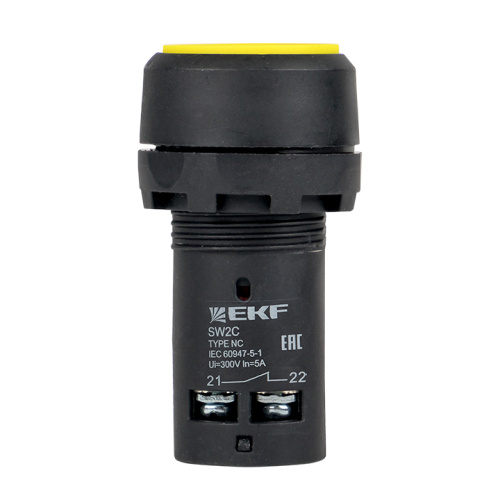 EKF Кнопка SW2C-11 с фиксацией желтая NO+NC PROxima (sw2c-11f-y) фото 4