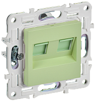 IEK SKANDY Розетка компьютерная двойная RJ45 кат.6 SK-K04G мятный  (SK-K20-2-K06)