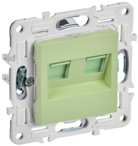 IEK SKANDY Розетка компьютерная двойная RJ45 кат.6 SK-K04G мятный  (SK-K20-2-K06)