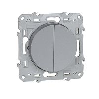 SCHNEIDER ELECTRIC ODACE Выключатель двухклавишный 10А алюминий (S53R211)