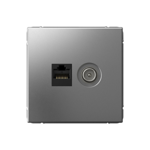 Systeme Electric ARTGALLERY Розетка двойная ТВ + компьютерная RJ45, кат. 5Е, сталь (GAL000989)