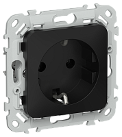 FLITE Розетка с заземлением без защитных шторок безвинтовое крепление 16А  черный (FI-R11-16-1-K02)