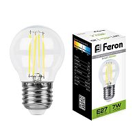 FERON Лампа светодиодная LED 7вт Е27 белый шар FILAMENT (LB-52) (25877)