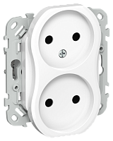FLITE Розетка 2-местная без заземления без защитных шторок безвинтовое крепление 10А  белый (FI-R20-10-1-K01)