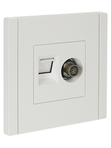 IEK FORTE&PIANO Розетка двойная TV+RJ45 кат.5E FP236 белый (FP-AK20-1-K01) IEK FORTE&PIANO Розетка двойная TV+RJ45 кат.5E FP236 белый (FP-AK20-1-K01)
