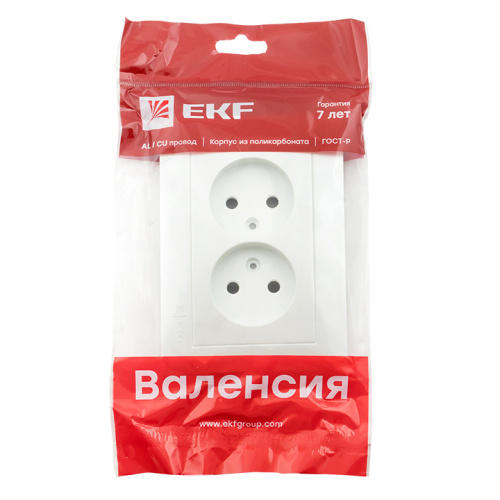 EKF Валенсия лицевая панель розетка 2-местной б/з 10А жемчуг с защ. штор. EKF PROxima (ESR10-L-102-50) фото 3