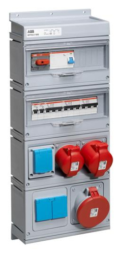 ABB Бокс MPR63/1MS с розетками в сборе IP44 пластик  (MPR63/1MS)  (2CMA168985R1000)