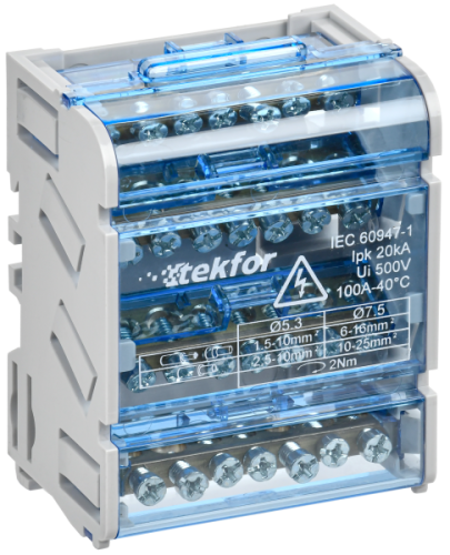 IEK TEKFOR Шины на DIN-рейку (кросс-модуль) ШНК 4х7 3L+PEN  (TF-DN10-4-07-100)