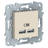 SCHNEIDER ELECTRIC Розетка UNICA NEW USB двухместная 5 В / 2100 мА бежевый (NU541844)