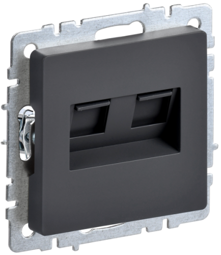IEK BRITE Розетка двойная RJ11+RJ45 кат.5E РК/Т12-БрГ графит (BR-KT20-O-1-K53) IEK BRITE Розетка двойная RJ11+RJ45 кат.5E РК/Т12-БрГ графит (BR-KT20-O-1-K53)