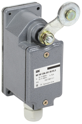 IEK Выключатель концевой ВП 16Г-23Б-231-55 У2.3, рычаг с роликом, ход вправо, cамовозврат, 1з+1р, IP55, IEK  (KV-1-16-1)