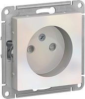 SCHNEIDER ELECTRIC Розетка ATLASDESIGN без заземления со шторками 16А механизм жемчуг (ATN000449)