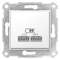 SCHNEIDER ELECTRIC Sedna USB Розетка механизм 2x1,05А белый (SDN2710221)