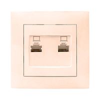 EKF Валенсия розетка компьютерная RJ-45 2-местная кремовая  PROxima (EWK02-035-20)