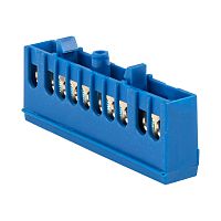 EKF Шина 0 N  (6х9мм) 10 отверстий латунь синий изолированный корпус на DIN-рейку PROxima (sn0-63-10-ib)