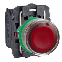 SCHNEIDER ELECTRIC Кнопка 22мм, 230-240В, красная, с подсветкой, заподлицо, пластик C0 (XB5AW34M5C0)