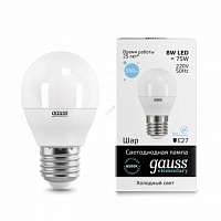 GAUSS Лампа светодиодная LED 8вт 230в, Е27, дневной, шар Elementary (53238)