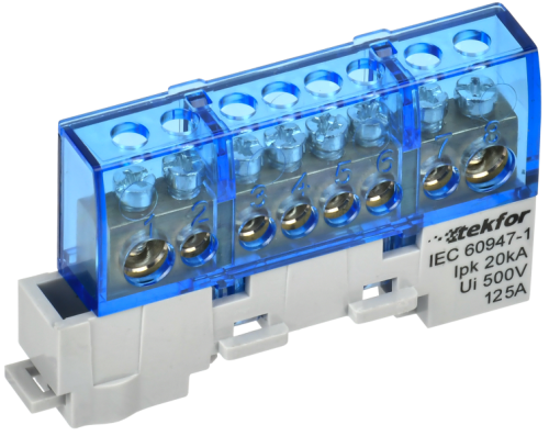 IEK TEKFOR Шина N ноль изолированная на универсальном держателе 8х12-8-С  (TF-NN20-08-KL-K07)