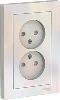 SCHNEIDER ELECTRIC Розетка ATLASDESIGN двойная без заземления со шторками 16А в сборе жемчуг (ATN000422)