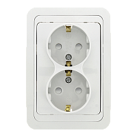 EKF Лондон Розетка двойная с заземлением 16А белая с защитными шторками (EER16-128-100)
