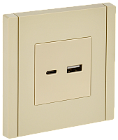 IEK FORTE&PIANO Розетка USB A+C 18Вт FP451 ваниль  (FP-U22-018-K10)