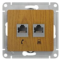 SCHNEIDER ELECTRIC GLOSSA Розетка двойная телефон/компьютер RJ11+RJ45 категория 5е дуб в рамку (GSL000585)