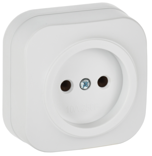 IEK GLORY Розетка 1-местная для открытой установки без заземления без защитных шторок 10А РС20-2-ХБм белый матовый  (ERH10-K01M-10)
