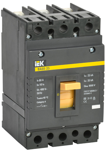 IEK Выключатель автоматический трехполюсный ВА88-35 80А 35кА РЭ800А (SVA30-3-0080)