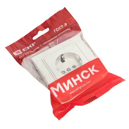 EKF Розетка Минск одноместная СП с заземлением 16А белая защитные шторки Basic (ERR16-028-100) фото 5