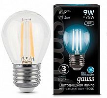 GAUSS Лампа светодиодная LED 9Вт E27 Filament шар, белый  (105802209)