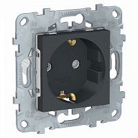 SCHNEIDER ELECTRIC Розетка UNICA NEW с заземлением со шторками винтовой зажим 16 А 250 В антрацит (NU503754)