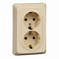 SCHNEIDER ELECTRIC ЭТЮД Розетка двойная скрытая с заземлением без шторок 16А 250B кремовый (PC16-107K)
